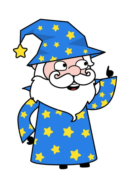 Cartoon Wizard Talking Happy — Stock Vector