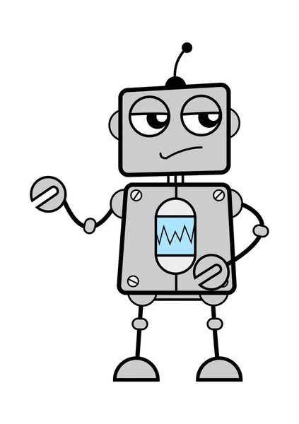 Unamused Robot Cartoon Illustration — Stock Vector