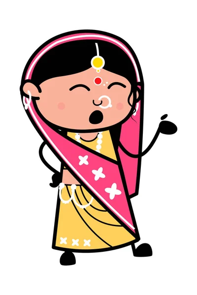 Dibujos Animados Mujer India Hablando — Vector de stock