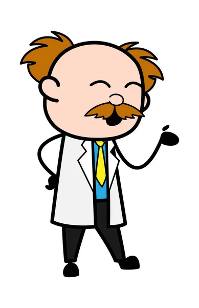 Cartoon Scientist Speaking Illustration — Stock Vector