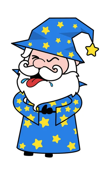 Cartoon Wizard Choking Illustration — Stock Vector