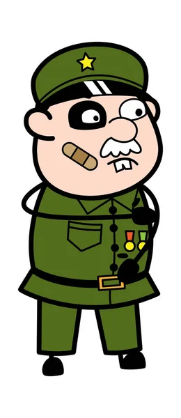 Ilustración Hombre Militar Dibujos Animados Lesionado — Vector de stock