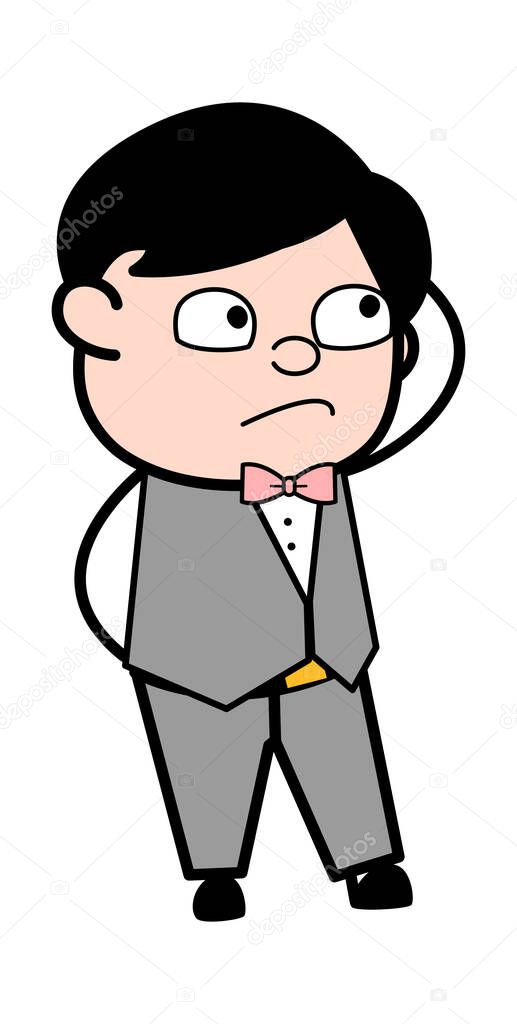Cartoon Groom thinking in Confusion