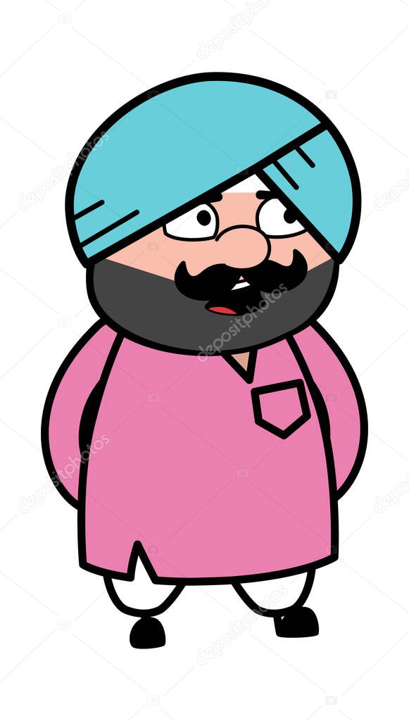 Worried Cartoon Cute Sardar Talking