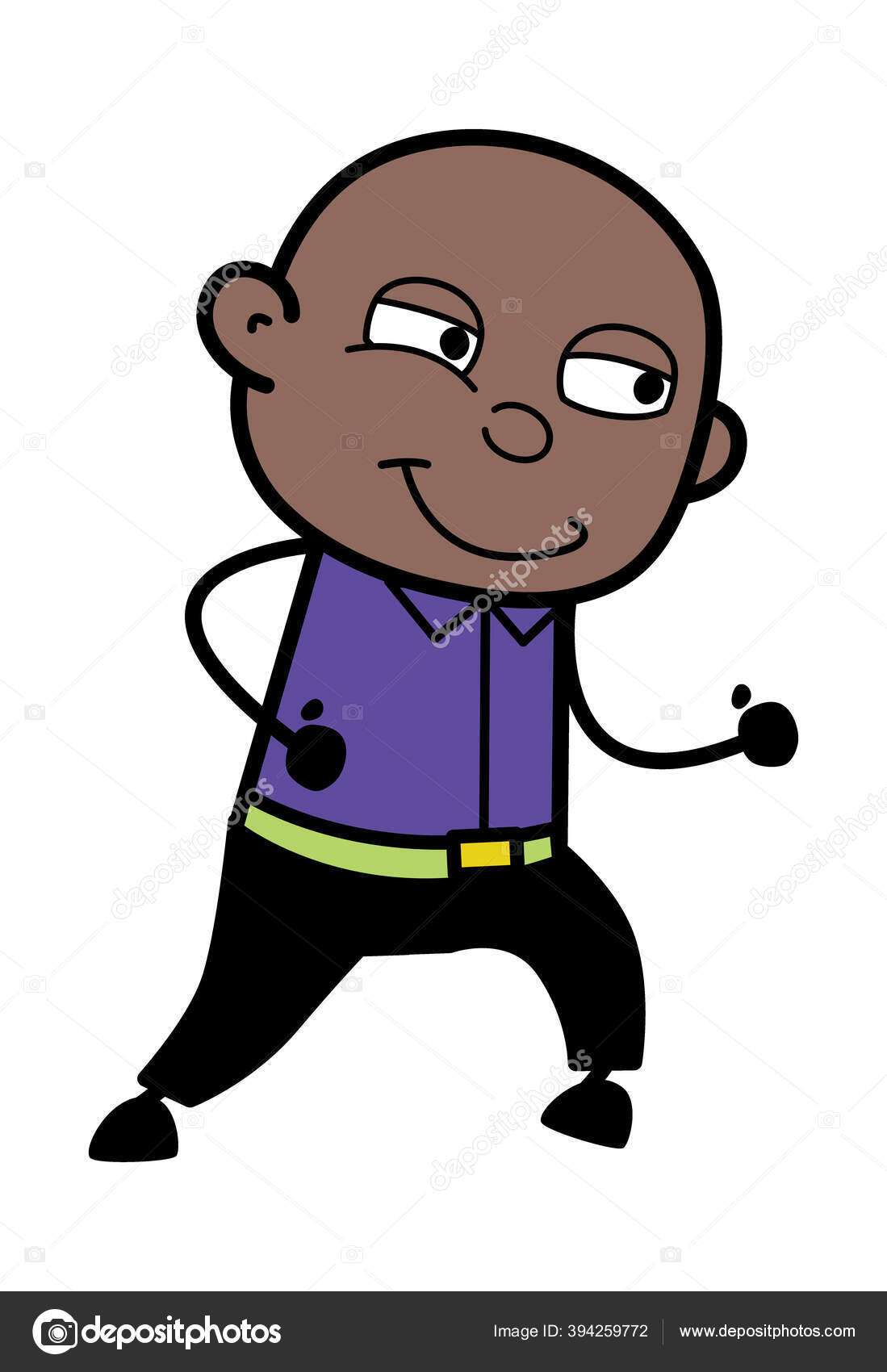 Cartoon Bald Black Cartoon Challenging Fight Stock Vector by