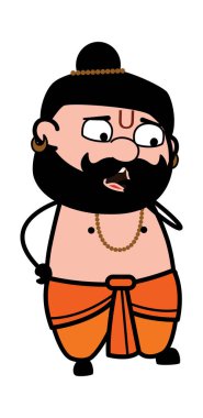 Endişeli Karikatür Pandit Düşünüyor