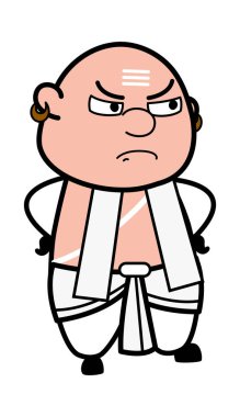 Saldırgan Güney Hindistan Pandit Çizgi Filmi Çizimi