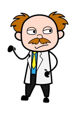 Eğlendirilmemiş Bilim Adamı Çizgi Film İllüstrasyonu