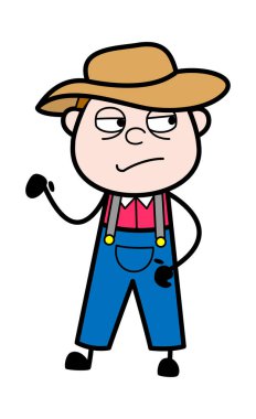 Eğlendirilmemiş Çiftçi Çizgi Film Çizimi