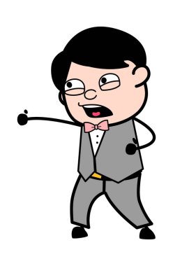 Sinirli çizgi film damadı bağırıyor.