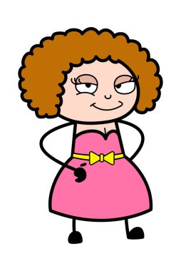 Eller belde Çizgi filmdeki genç bayan