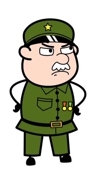 Homem Militar Agressivo Desenhos Animados —  Vetores de Stock