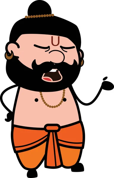 Pandit Talking Unamused Face Cartoon — Stockvektor