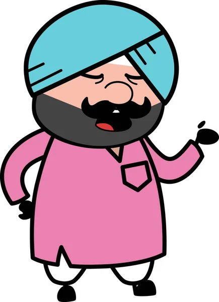 Cute Sardar Talking Unamused Face Cartoon — 스톡 벡터