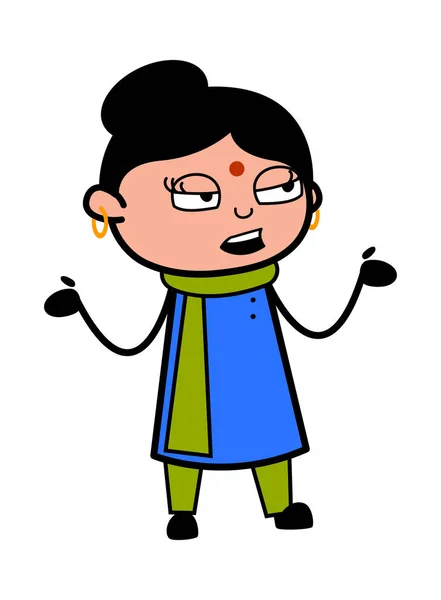 Indian Lady Talking Cartoon — Stock Vector