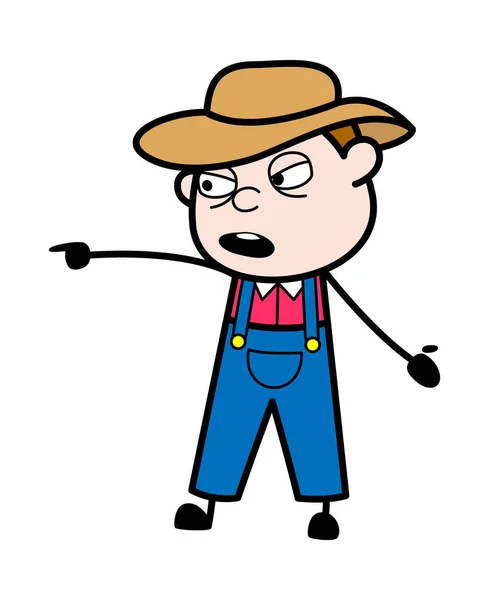 Boer Wijzende Vinger Cartoon — Stockvector