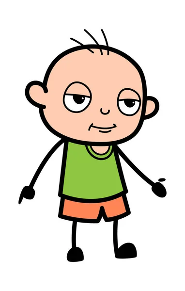 Careca Menino Expressivo Rosto Desenhos Animados — Vetor de Stock