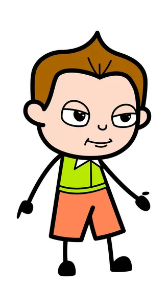 Schooljongen Expressionless Gezicht Cartoon — Stockvector