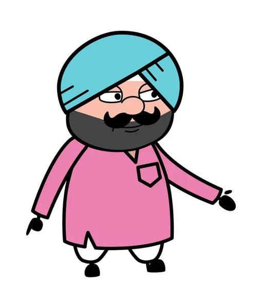 Bonito Sardar Expressionless Face Cartoon — Vetor de Stock