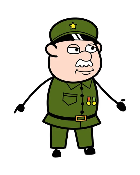 Militar Hombre Sin Expresión Cara Dibujos Animados — Vector de stock