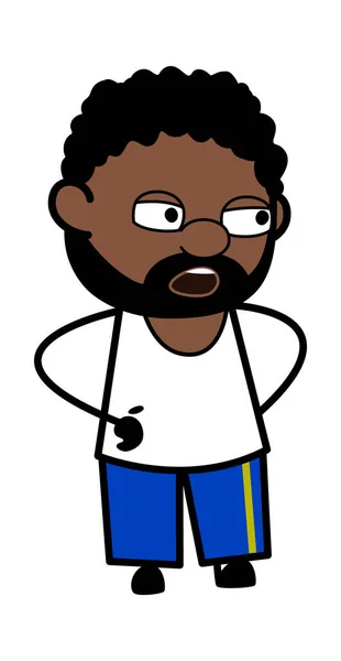 Cartoon African American Man Discussing - Stok Vektor