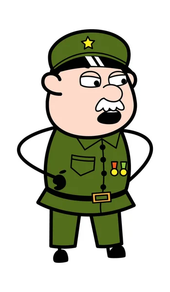 Homem Militar Dos Desenhos Animados Discutindo —  Vetores de Stock