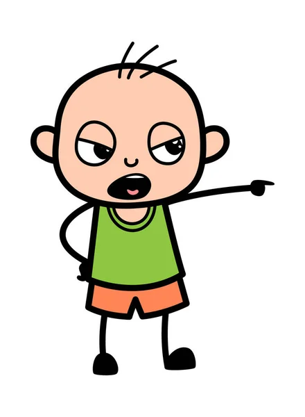 Angry Cartoon Bald Boy Shouting — Stock Vector