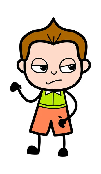 Unamused Schooljongen Cartoon Illustration — Stockvector