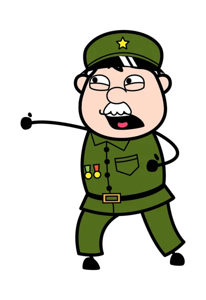 Frustrado Dibujos Animados Militar Gritando — Vector de stock