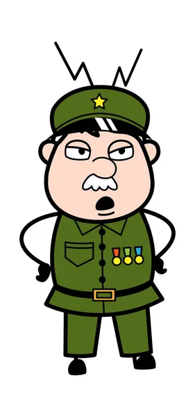 Cartoon Militar Homem Ouvindo — Vetor de Stock