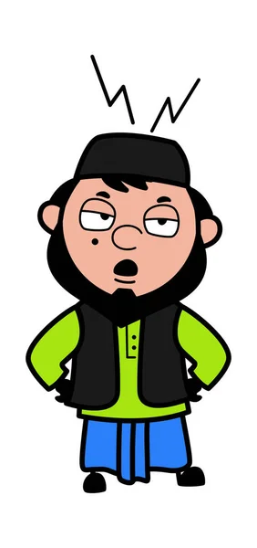 Cartoon Moslim Man Luisteren — Stockvector