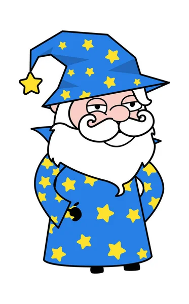 Hands Waist Cartoon Wizard Illustration — Stock Vector