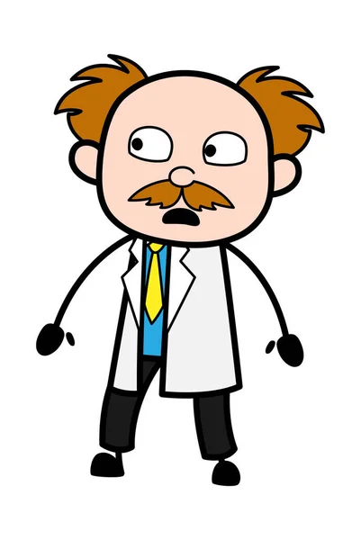 Shocked Scientist Ilustración Dibujos Animados — Vector de stock