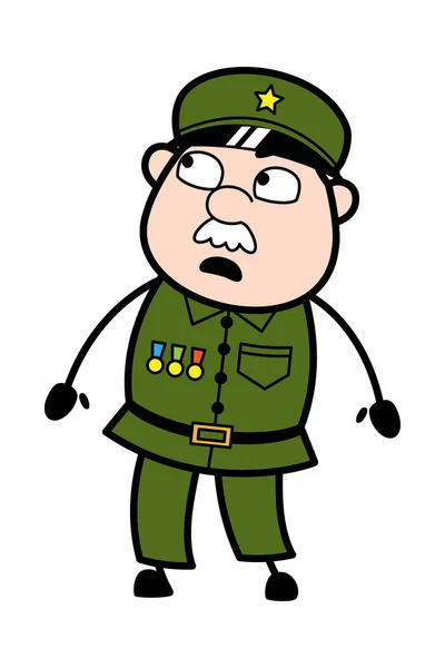 Shocked Militar Hombre Dibujos Animados — Vector de stock