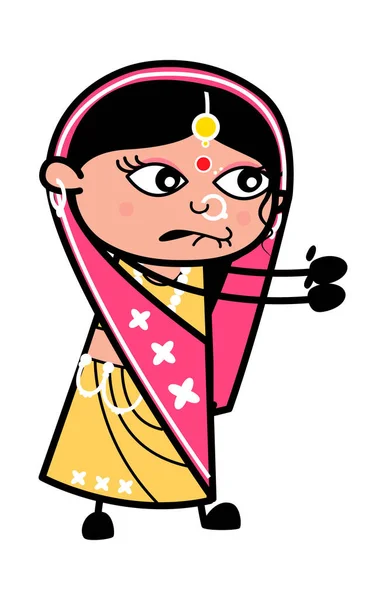 恼怒的印第安妇女卡通画 — 图库矢量图片