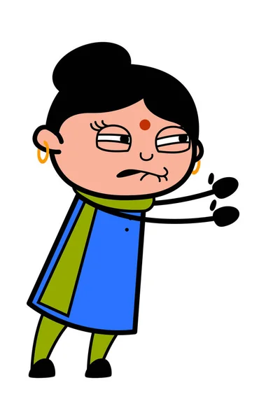 Irritierte Indian Lady Cartoon Illustration — Stockvektor