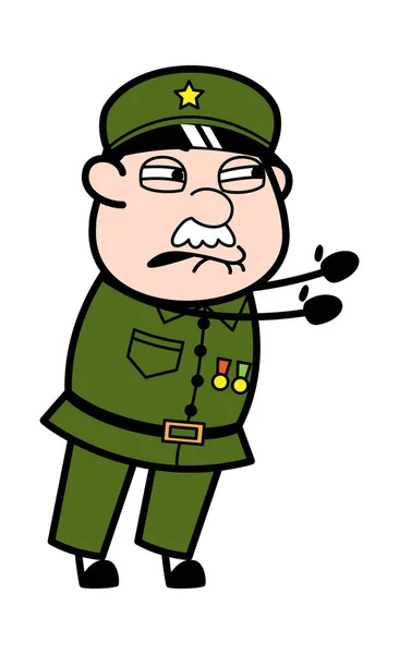 Irritado Militar Homem Desenho Animado Ilustração —  Vetores de Stock