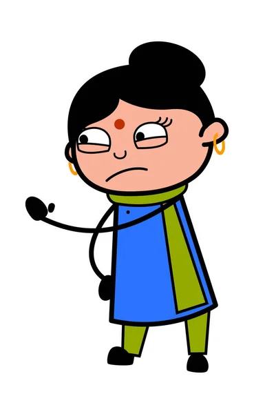 Cartone Animato Indiano Signora Minaccia — Vettoriale Stock