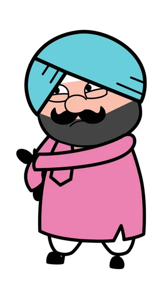 Dessin Animé Mignon Sardar Menaçant — Image vectorielle