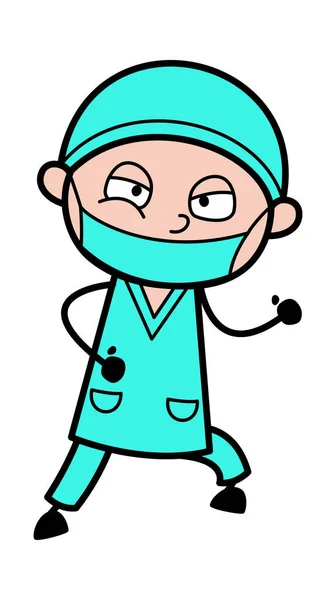 Chirurg Cartoon Uitdaging Vechten — Stockvector