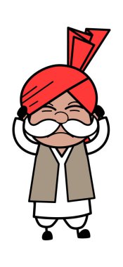 Kulakları Kaplayan Haryanvi Yaşlı Adam Çizgi Filmi