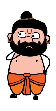 Pandit çizgi filmi ciddi düşünüyor.