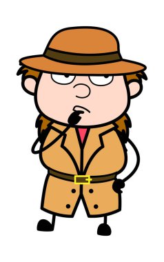 Çizgi film dedektifi ciddi düşünüyor.