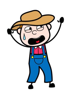 Dehşete düşmüş Çiftçi Çizgi Filmi