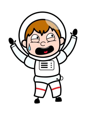 Dehşete düşmüş Karikatür Astronot Çizimi