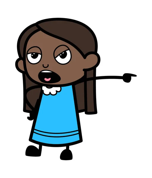 Δείχνοντας Μαύρο Κορίτσι Εικονογράφηση Κινουμένων Σχεδίων — Διανυσματικό Αρχείο
