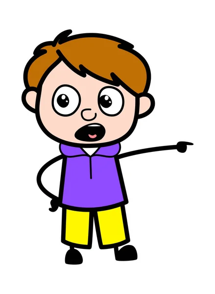 Pointing Boy Cartoon Illustration — Stockvektor
