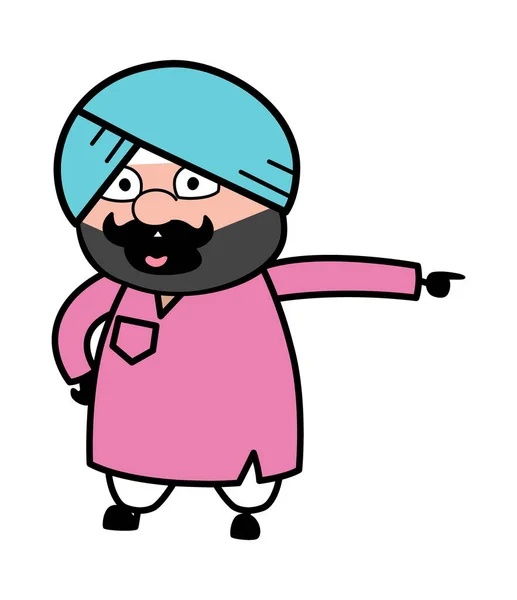 Pointing Cute Sardar Cartoon Illustration — 스톡 벡터