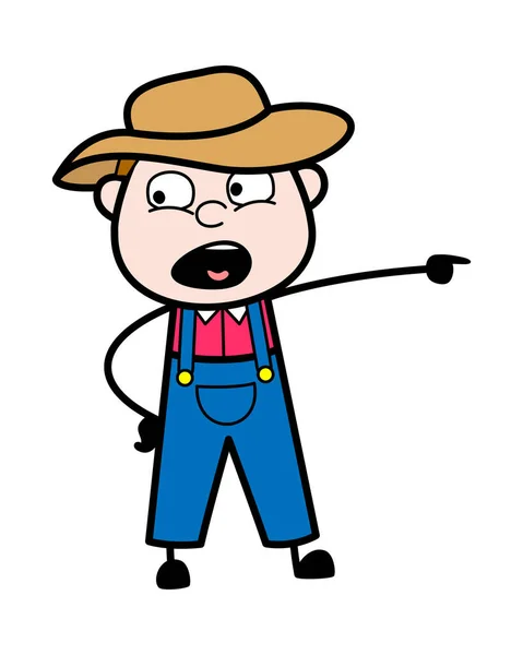 Pointing Farmer Cartoon Illustration — Stockvektor