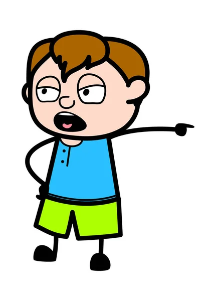 Pointing Teen Boy Cartoon Illustration — Stockvektor